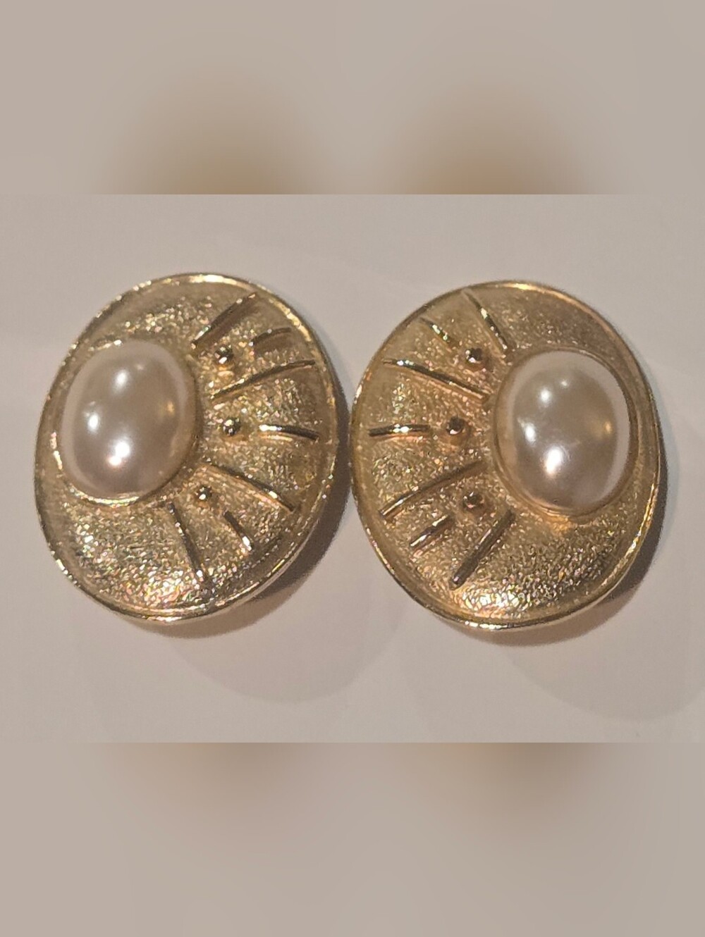 Vintage 80s Paolo Gucci Faux Pearl Clip Earrings